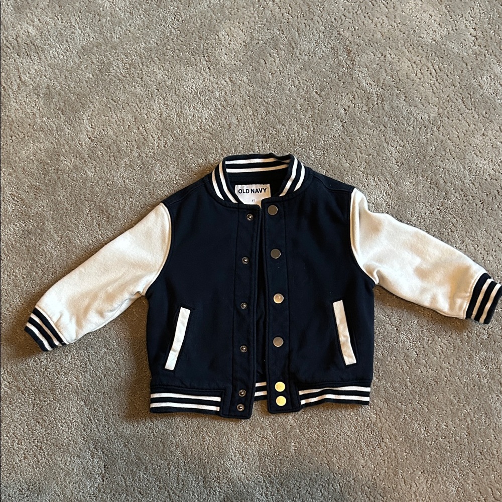 Old Navy Kids Navy and White Varsity Jacket